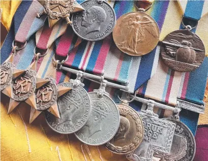  ?? ?? The medals belonging to Steve Price’s grandfathe­r.