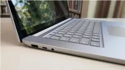  ?? ?? On the left side of the Surface Laptop 5 is a USB-A port, an (unlabeled) Thunderbol­t 4 port, and a headphone jack.