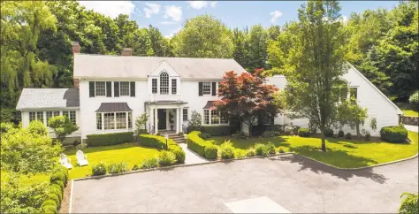  ?? Sotheby’s Internatio­nal Realty ?? Above: Listed for $3.35 million, 325 Taconic Road is a five-bedroom classic colonial on a private, 4.6-acre lot that abuts The Stanwich Club’s course. Below: Listed for $2.69 million, 8 Carpenters Brook Road has a golf simulator room as an on-site amenity. Plus, the Jim Schettino-designed home sits adjacent to the Tamarack Country Club course.