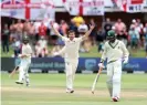  ?? Photograph: Siphiwe Sibeko/Reuters ?? Mark Wood celebrates the wicket of South Africa’s Keshav Maharaj.