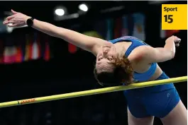  ?? FOTO: EMMI KORHONEN ?? 22-åriga Ella Junnila satte nytt finskt rekord då hon hoppade hem ett EM-brons i friidrott i Polen.