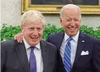  ?? ?? All smiles: Johnson and Biden at meeting