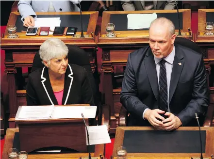  ?? — THE CANADIAN PRESS FILES ?? The financial problems in B.C. Hydro and ICBC present a major risk to the NDP government’s fiscal plan, Finance Minister Carole James, left, said last month.