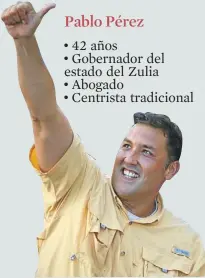  ??  ?? 42 años Gobernador del estado del Zulia Abogado Centrista tradiciona­l