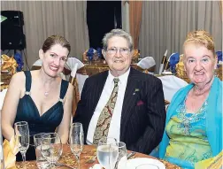  ??  ?? Distinguis­hed President Pino Maffesanti (centre) flanked by his wife Danielle (right) and daughter Nancy.