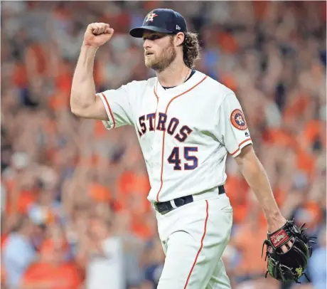  ?? TROY TAORMINA/USA TODAY SPORTS ?? Astros ace Gerrit Cole won Games 2 and 5 in the ALDS against the Rays.