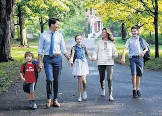  ?? FACEBOOK ?? Liberal Leader Justin Trudeau with his wife, Sophie Grégoire Trudeau, and their children Hadrien Trudeau, Ella-grace Trudeau and Xavier Trudeau.