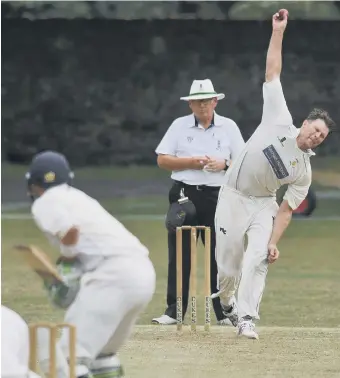  ??  ?? Matthew Muchall races in to bowl for Whitburn against Felling last week. Picture by Tim Richardson.