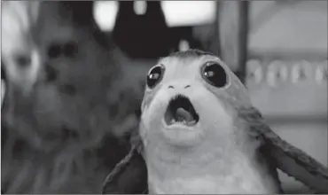  ?? Disney/Lucasfilm ?? The "Star Wars" movie opening this week will introduce new birdlike creatures called porgs, which may inspire affection and toy sales.