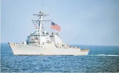  ??  ?? File photo shows the Arleigh Burke-class guided-missile destroyer USS Stethem. The destroyer carried out a ‘freedom of navigation’ operation in the South China Sea on Sunday.— Reuters photo