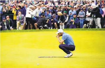  ?? ROBERT F. BUKATY AP ?? Will Zalatoris reacts after missing a putt to tie for the lead on the 18th hole in the final round of the U.S. Open.