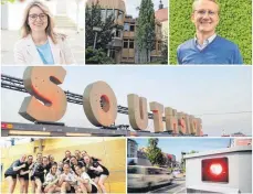  ?? FOTO: IW/LISE/PR/DPA/SCHN ?? Gewinner 2022 (von links oben nach unten): Heike Burgbacher, der Anbau des Trossinger Rathauses, Jens von Lackum, das Southside-Festival, die Handballer­innen der HSG Fridingen/Mühlheim und der Blitzer.