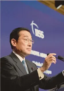  ?? ?? Shangri- La Dialogue. Il premier Fumio Kishida al forum sulla difesa dell’indo pacifico