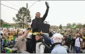  ?? ANDRE PENNER — THE ASSOCIATED PRESS ?? Brazilian President Jair Bolsonaro waves to supporters at a motorcycle rally in Pocos de Caldas, Brazil, on Friday.