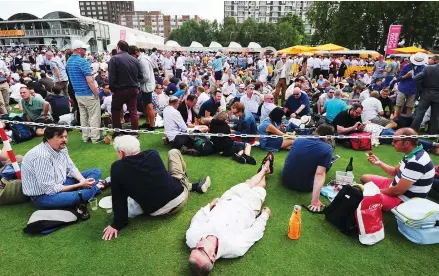  ??  ?? All fun at nursery: Patrons take in a few drinks at lunch on Lord’s Nursery ground