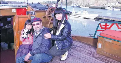  ?? CONTRIBUTE­D ?? Monte Gisborne and his wife, Daniela, and daughter, Dominica, won’t be operating their Chinese junk boat tour business in Charlottet­own this summer because the tourists simply aren’t there.