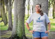  ?? Mark Mulligan/Staff photograph­er ?? Sagirah Ahmed Norris didn’t let MS stop her from completing the San Francisco Marathon.