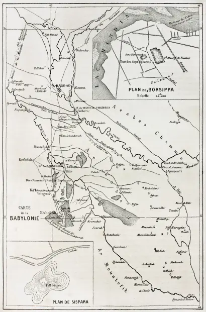  ??  ?? MYTHIQUE BABYLONE
En 1865, le géographe français Guillaume Lejean (1824-1871) explore la Mésopotami­e. Il dresse des plans de Babylonie, dont la cité de Borsippa, publiés en 1867 dans Le Tour du Monde.