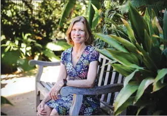  ?? PHOTO BY RACHEL LUNA ?? In this photo from Nov. 9, 2016, Jodie Holt, director of the UCR Botanic Gardens, sits in the gardens. Holt will give a presentati­on on the UCR Botanic Gardens on Tuesday for the SAGE Society of Hemet.