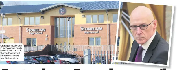  ??  ?? Changes Nearly one in five Stonelaw pupils would have seen their Higher downgraded. Education secretary John Swinney, inset