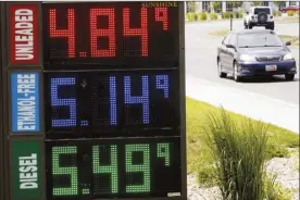  ?? AP photo ?? Gasoline prices are shown at a gas station Thursday in Salt Lake City.