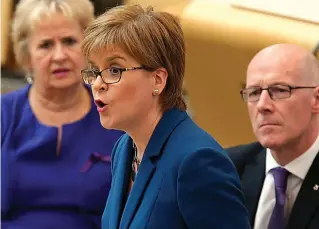  ??  ?? More questions than answers: Nicola Sturgeon at Holyrood yesterday