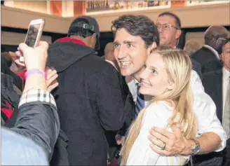  ?? CP PHOTO ?? Prime Minister Justin Trudeau attends a nomination event for Liberal Kim Rudd in Cobourg, Ont., on Friday.