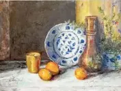  ??  ?? “Pottery and Still Life” by Nancy Woods Daniel.