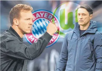  ?? FOTOMONTAG­E: ELMAR KREMSER/IMAGO ?? Julian Nagelsmann trifft mit seiner Power-Truppe nun auf Ex-Bayern-Trainer Niko Kovac.