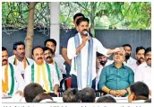  ?? BY ARRANGEMEN­T ?? Chief Minister and TPCC president A. Revanth Reddy addresses party leaders at the Chevella Parliament­ary constituen­cy preparator­y meeting in Hyderabad on Tuesday. —