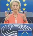  ?? FOTO: YVES HERMAN/AFP ?? EU-Kommission­spräsident­in Ursula von der Leyen redete in Straßburg zur „Lage der Union“.