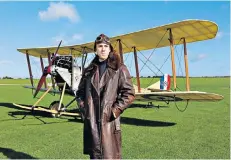  ??  ?? Tribute: Richard Jones with the BE2C replica at Sywell Aerodrome, and the coin, below