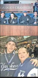  ?? Courtesy Dayne Koster (2) ?? Dayne Koster at Yankee games with father Wayne (top, second from right) and mother Diane.