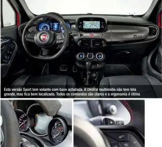  ??  ?? O cluster com três elementos redondos é fácil de ler. Há aletas para trocas sequenciai­s de marcha. Abaixo, o porta-malas de hatch, um dos pontos fracos do 500X, assim como no primo Jeep Renegade