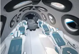  ??  ?? A virtual view of the Virgin Galactic cabin for passengers.