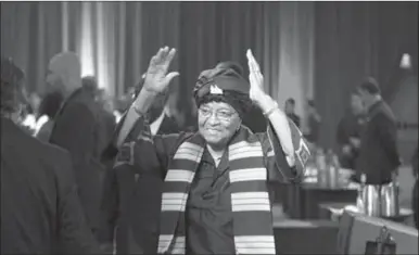  ??  ?? Oud-president Ellen Johnson Sirleaf van Liberia, die gekozen is tot winnaar van de Mo Ibrahim-prijs voor goed Afrikaans leiderscha­p. (Foto: Humanosphe­re)