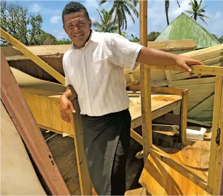  ?? Photo: Nacanieli Tuilevuka ?? Sekope Veisa among the ruins of his home that was destroyed by Tropical Cyclone Gita.