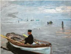  ??  ?? Im unendliche­n Raum zwischen Himmel und Meer: Gemälde von Otto Heinrich Engel aus dem Jahr 1903, betitelt „Windstille, Ekensunder Reede“, Öl auf Leinwand.