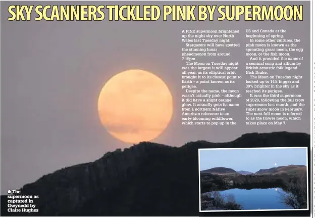  ??  ?? ● The supermoon as captured in Gwynedd by Claire Hughes