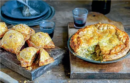  ??  ?? The epitome of hearty, warming winter food: lamb mini pies and chicken and leek pie.