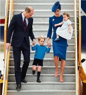  ??  ?? Royal visit: (From left) William, George, Catherine and Charlotte arriving at Victoria Airport in Victoria, British Columbia, Canada. — EPA