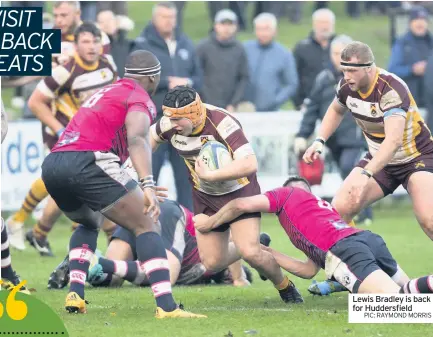  ??  ?? Lewis Bradley is back for Huddersfie­ldPIC: RAYMOND MORRIS