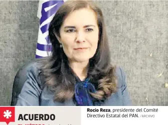  ?? /ARCHIVO ?? Rocío Reza, presidente del Comité Directivo Estatal del PAN.