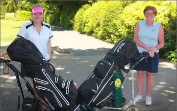  ??  ?? Claire Murphy and Katie Sheehan enjoying a round of golf in Courtown.