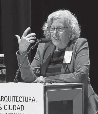  ??  ?? La alcaldesa de Madrid, Manuela Carmena.