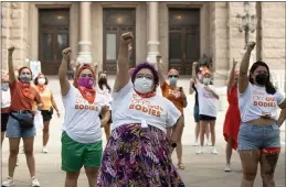  ?? JAY JANNER — AUSTIN AMERICAN-STATESMAN ?? Barbie H. leads a protest against the six-week abortion ban at the Capitol in Austin, Texas.