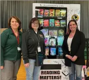  ?? PHOTO COURTESY OF FOUNDATION FOR BOYERTOWN EDUCATION ?? Foundation for Boyertown Education Executive Director Amy Muzopappa, Boyertown Area School District communicat­ions specialist Alison Moyer and Washington Elementary Principal Lisa Derenzo with the book vending machine presented to the school to wrap up Read Across America Week and celebrate a new initiative called “You Matter.”