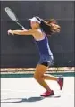  ?? Mei Hu ?? EMMA SUN, who took up tennis at 6, advanced to the Southern Section quarterfin­als last year.