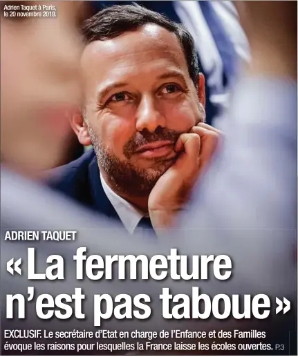  ?? Adrien Taquet à Paris, le 20 novembre 2019. ??