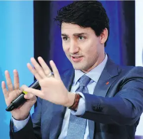  ?? SEAN KILPATRICK/THE CANADIAN PRESS ?? Prime Minister Justin Trudeau went on a round of media interviews recently, where he appears to be confident, despite a recent downtick in the Liberals’ approval rating.